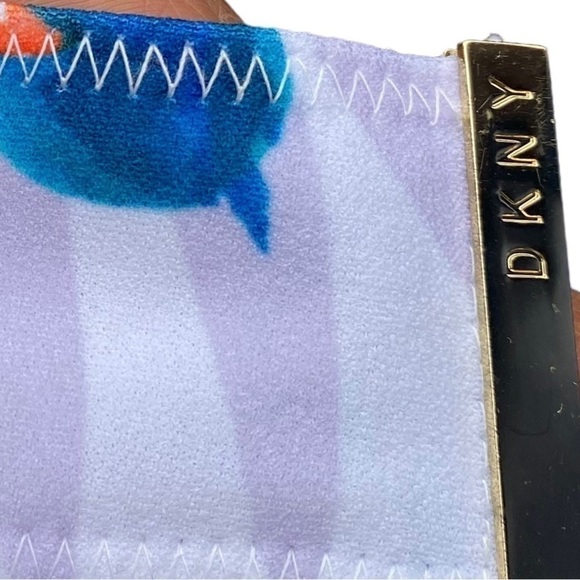 DKNY Ladies White Floral Sleeveless Midi A-line Round Neck Dress With Belt Sz 6 - Picture 8 of 15